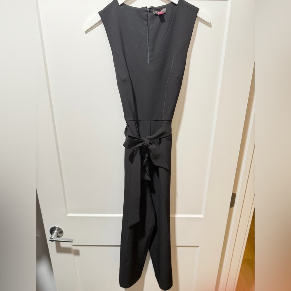 Vince Camuto Black Sleeveless Jumpsuit with Waist Tie